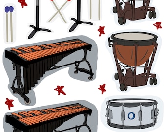 Hojas de pegatinas de percusión (2 hojas)