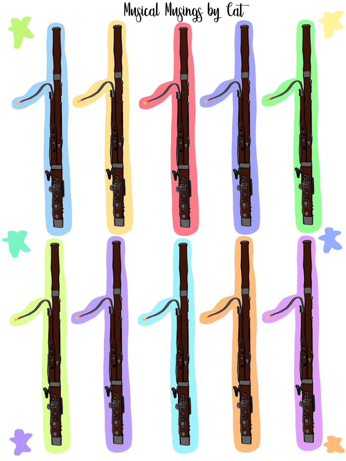 Bassoon Sticker Sheets (2 Sheets) - Etsy
