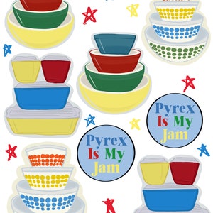 Hojas de pegatinas vintage de Pyrex Primary