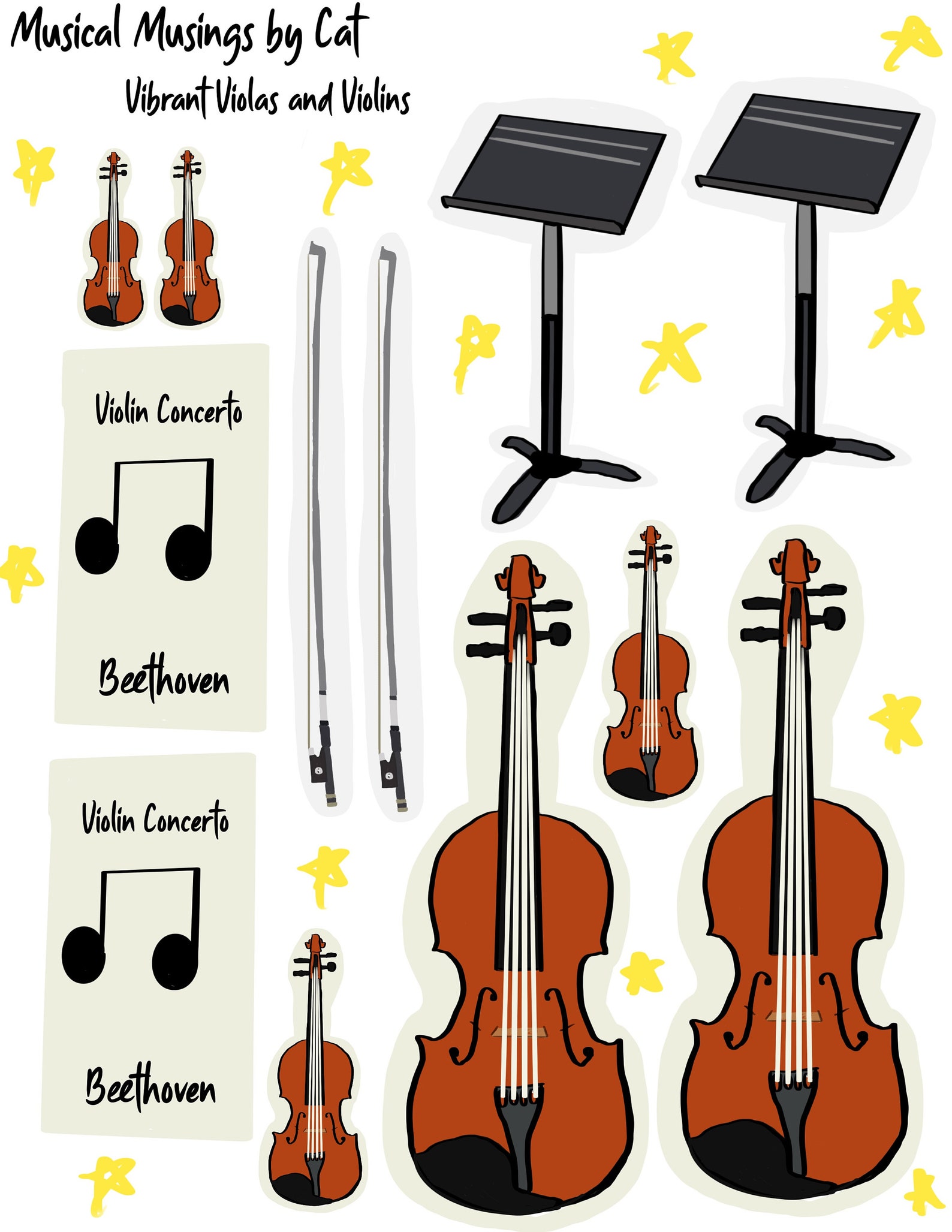 Violin Sticker Sheets (2 Sheets) - Etsy