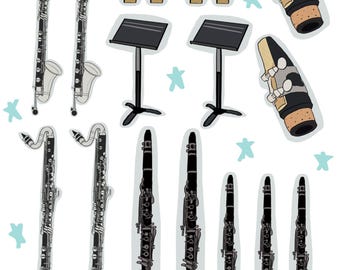 Hojas de pegatinas geniales para clarinete (2 hojas)