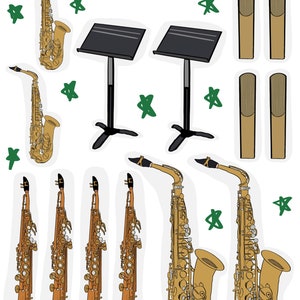 Saxophone Sticker Sheets (2 sheets)