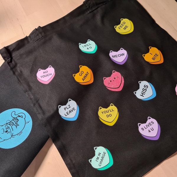 Cat Conversation Heart Tote Bag