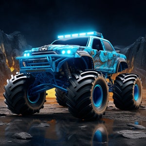 RC Car Coloring Page: Custom Digital Children&#39;s Drawing Book - Printable Monster Truck Coloring Activity for Kids