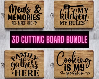 Cutting Board Svg, Chopping Board Svg, Charcuterie Board Svg, 30 Unique Designs Bundle, Files For Cricut, Silhouette, Glowforge and More