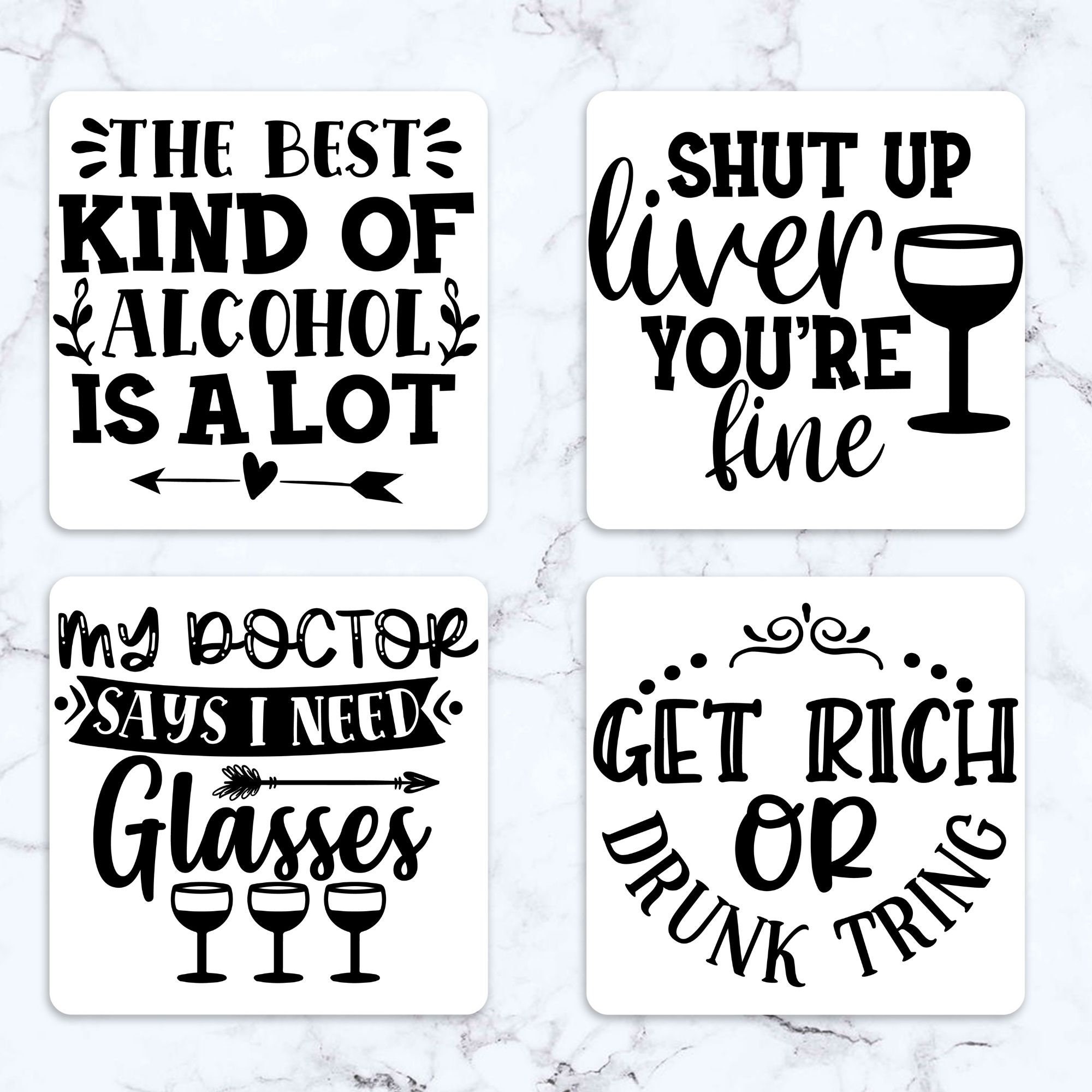 Funny Drink Coaster Svg Bundle, 80 Coaster Designs, Files for Cricut