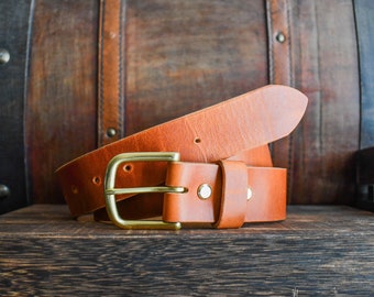 Horween Dublin Leather Belt - Custom 1.5" Wide Full Grain Belt, Handmade In USA, Gift for Him