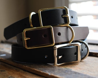 Handgemachtes Hundehalsband, Vollkorn Braunes Hundehalsband, Vollnarbiges Schwarzes Hundehalsband, Klassisches Leder Hundehalsband, 1 Zoll Breites Braunes Hundehalsband