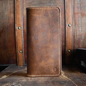 Randolph Roper - Amerikaanse bizons portemonnee, handgemaakte volnerf bizon lange portemonnee, rodeo cowboy portemonnee, kerstcadeau voor hem haar