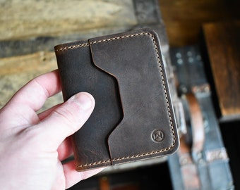 The Livaudais 2.0 - Premium Leather Card Wallet, Handmade Horween Leather Card Holder, Personalized Vertical Bifold Wallet, Gift for Him