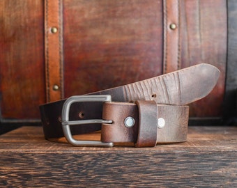 Cinturón de cuero Horween Dublin - Cinturón de grano completo personalizado de 1,5" de ancho, hecho a mano en EE.UU., regalo para él
