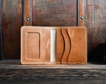 The Sicola V2 - Horween Leather Minimalist Bifold, Handmade Vertical Bifold, Personalized Full Grain Card Holder Wallet, Gift for Him Her