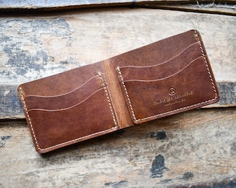 The Garner- American Bison Handmade Full Grain Leather Wallet, Personalized Minimalist Bifold,  Christmas Gift for Him