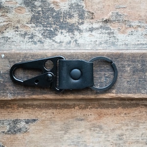 Leather Clip Keychain, Handmade Leather Keychain, EDC Keychain, Premium Leather Keychain, Tactical Keychain, Minimalist Key fob Black