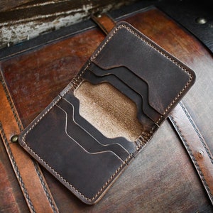 The JO V3 - moderne Horween portemonnee, volnerf lederen kaarthouder, gepersonaliseerde plantaardig gelooide portemonnee, cadeau voor hem