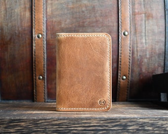 The Russell Wayne - Premium Leather Handmade Wallet, Vertical Minimalist Bifold Card Holder, Horween Personalized Wallet, Gift for him her