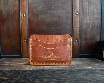 The Kendrick - Relic'd Horween Leather, porte-cartes minimaliste rustique vieilli de grande personnalité, portefeuille pleine fleur fait main, fait main aux États-Unis