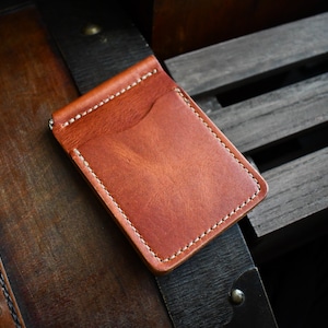 TheLawrence - Handgemachte Geldklammer, Horween Vollnarbenleder Geldklammer Brieftasche, personalisierte Geldklammer, dünne Geldklammer, Geschenke für Ihn