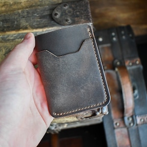 De Bentley - Handgemaakte Horween minimalistische kaarthouder portemonnee, gepersonaliseerde minimalistische portemonnee, voorvak portemonnee, cadeaus voor hem haar