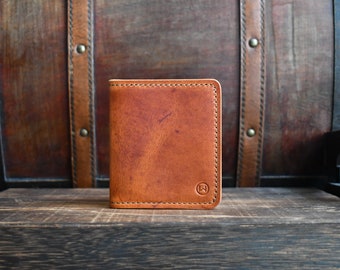 The Sicola V2 - Relic'd Horween Wallet, High Character Distressed Rustic Vertical Bifold, Handmade Full Grain Card Holder, Handmade In USA