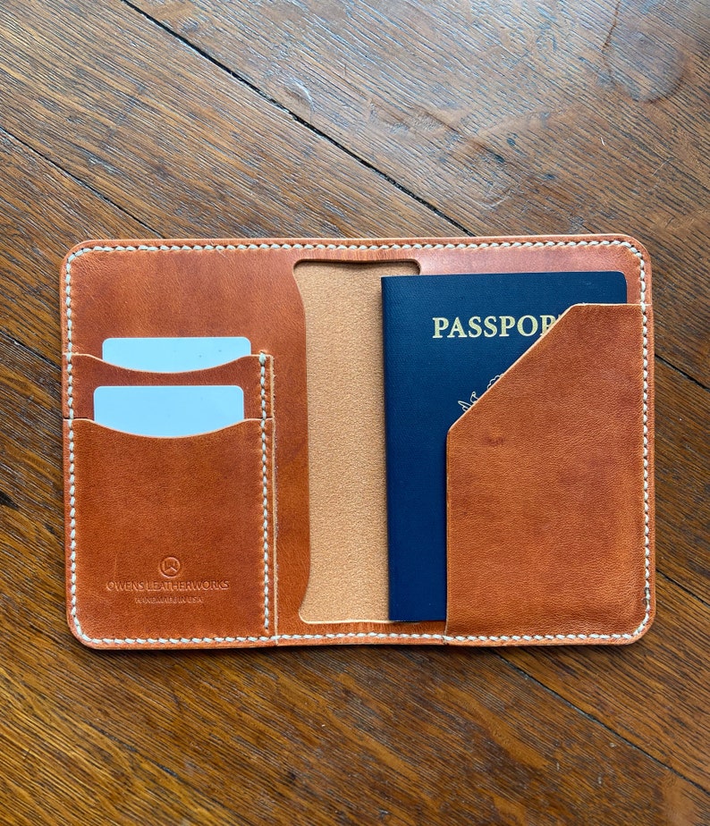 Portefeuille passeport The Parks Portefeuille passeport fait main, Portefeuille passeport en cuir de qualité supérieure, Portefeuille de voyage Horween, Cadeaux pour lui, Cadeaux pour elle image 10