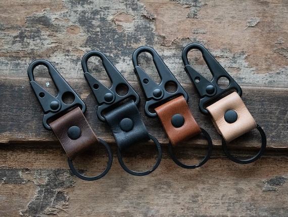Leather Clip Keychain, Handmade Leather Keychain, EDC Keychain