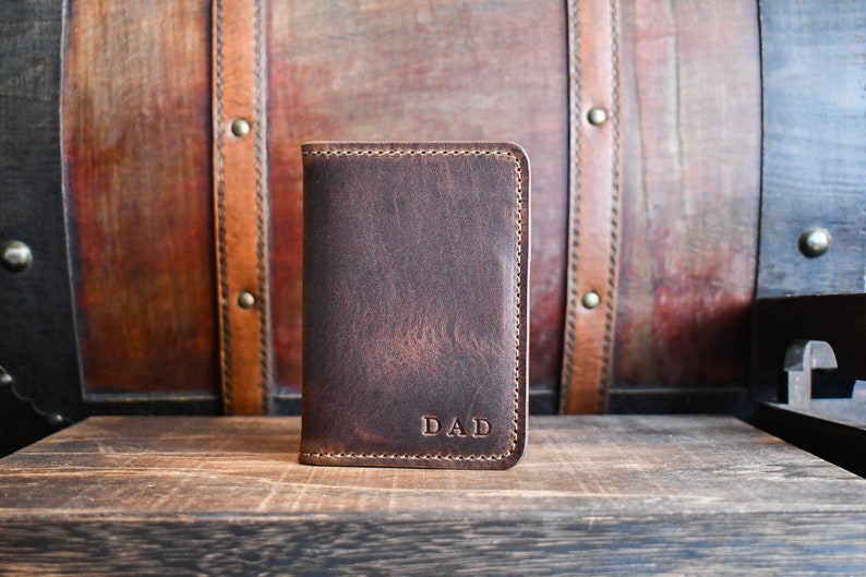 The Russell Wayne Premium Leather Handmade Wallet, Vertical Minimalist Bifold Card Holder, Horween Personalized Wallet, Gift for him her image 7
