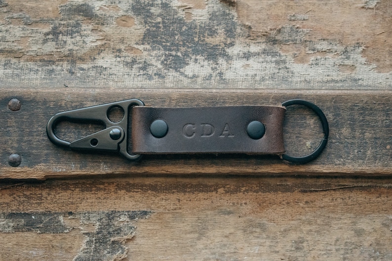 Personalized Leather Keychain, Leather Clip Keychain, EDC Keychain, Premium Leather Keychain, Tactical Keychain, Personalized Key fob, Gifts image 1