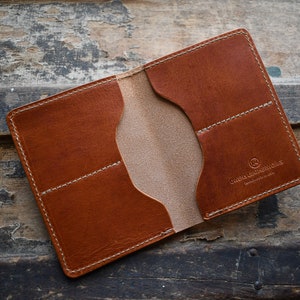 Billetera plegable The Fab 5: billetera de cuero Horween personalizada, billetera plegable grande hecha a mano, billetera Hermann Oak, regalos para él