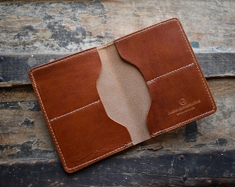 The Fab 5 - Horween Bifold Wallet, Personalized Horween Leather Wallet, Handmade Large Bifold Wallet, Hermann Oak Wallet, Gifts for Him