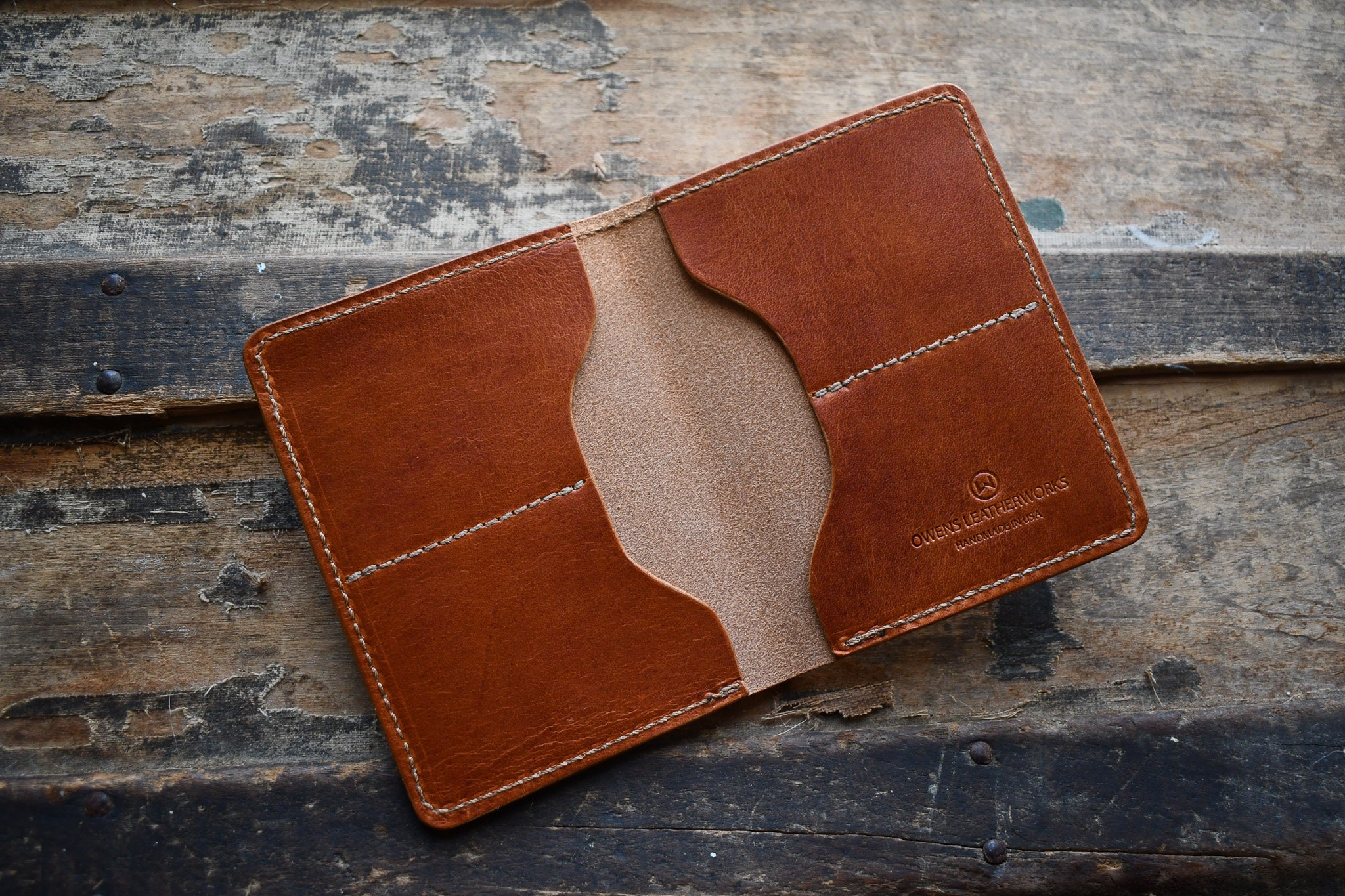 The Fab 5 - Horween Bifold Wallet, Personalized Horween Leather Wallet, Handmade Large Bifold Wallet, Hermann Oak Wallet, Gifts for Him