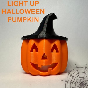 Halloween 3D Printed Jack O' Lantern Pumpkin With Light Up Face for Fall