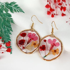 Handmade Dried Flower Earrings | Red Lobelia Earrings | Real Pressed Flower Earrings | Personalize Art Jewelry | Gift For Her