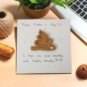 Gepersonaliseerde gehaakte verschillende kleuren Kak grappige Vaderdagkaart,"Smooth Poops"-kaart, cadeau eigenzinnige toilethumor, cadeau voor hem