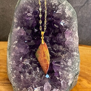 Natural Red Creek Jasper Necklace | Multicolor Picasso Jasper Gemstone Necklace  | A Gift for Her