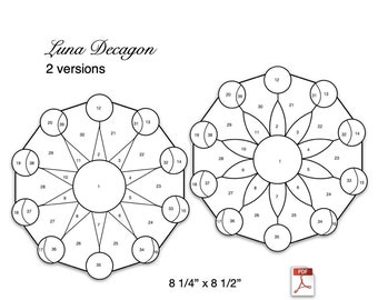 Luna Decagon Stained Glass Pattern 2 Versions