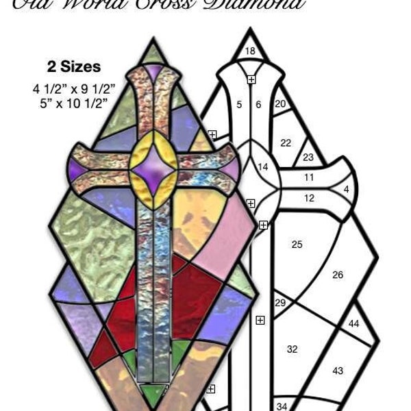 Old World Cross Diamond Stained Glass Pattern