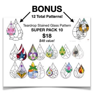 Teardrop Stained Glass Pattern Super Pack 10