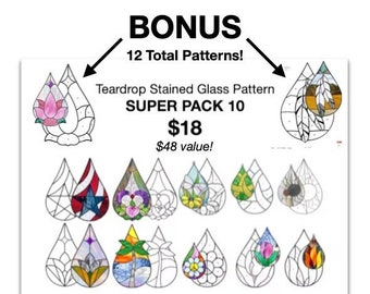 Teardrop Stained Glass Pattern Super Pack 10