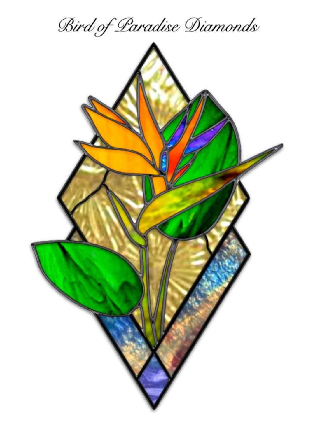 Bird of Paradise Diamonds Stained Glass Pattern - Etsy