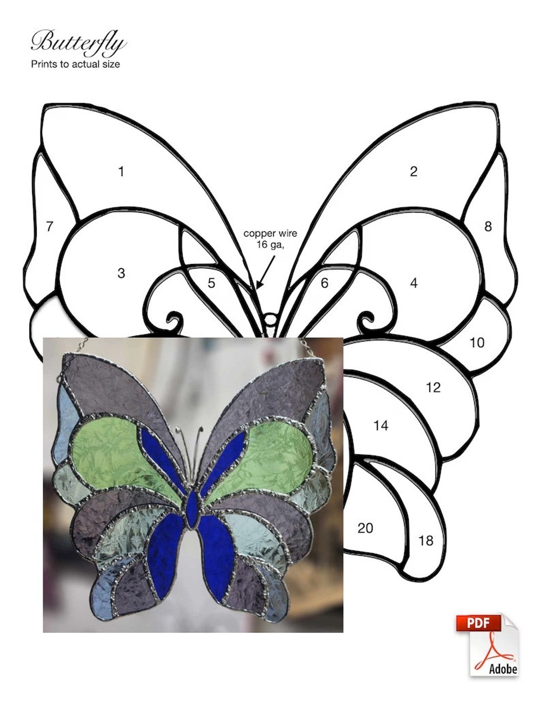 Butterfly Stained Glass Pattern PDF - Etsy