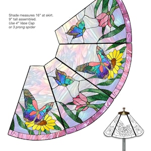 Gebrandschilderd glaspatroon vlinder zeshoekige lamp