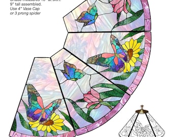 Lámpara hexagonal con diseño de vidriera