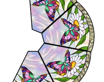 Lámpara colgante con diseño de mariposa en vidriera