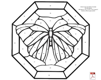 Butterfly 18 Octagon Stained Glass Pattern