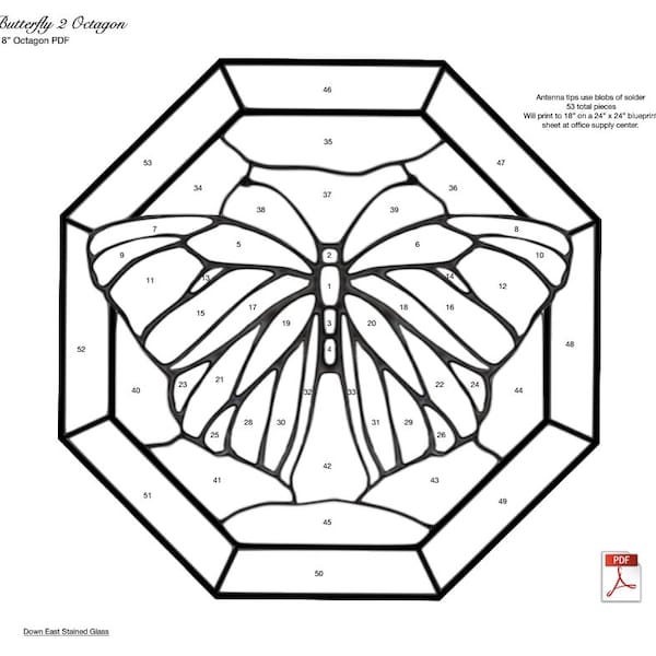 Butterfly 18 Octagon Stained Glass Pattern