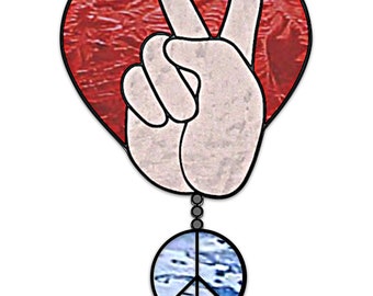 Peace Hand Heart Stained Glass Pattern