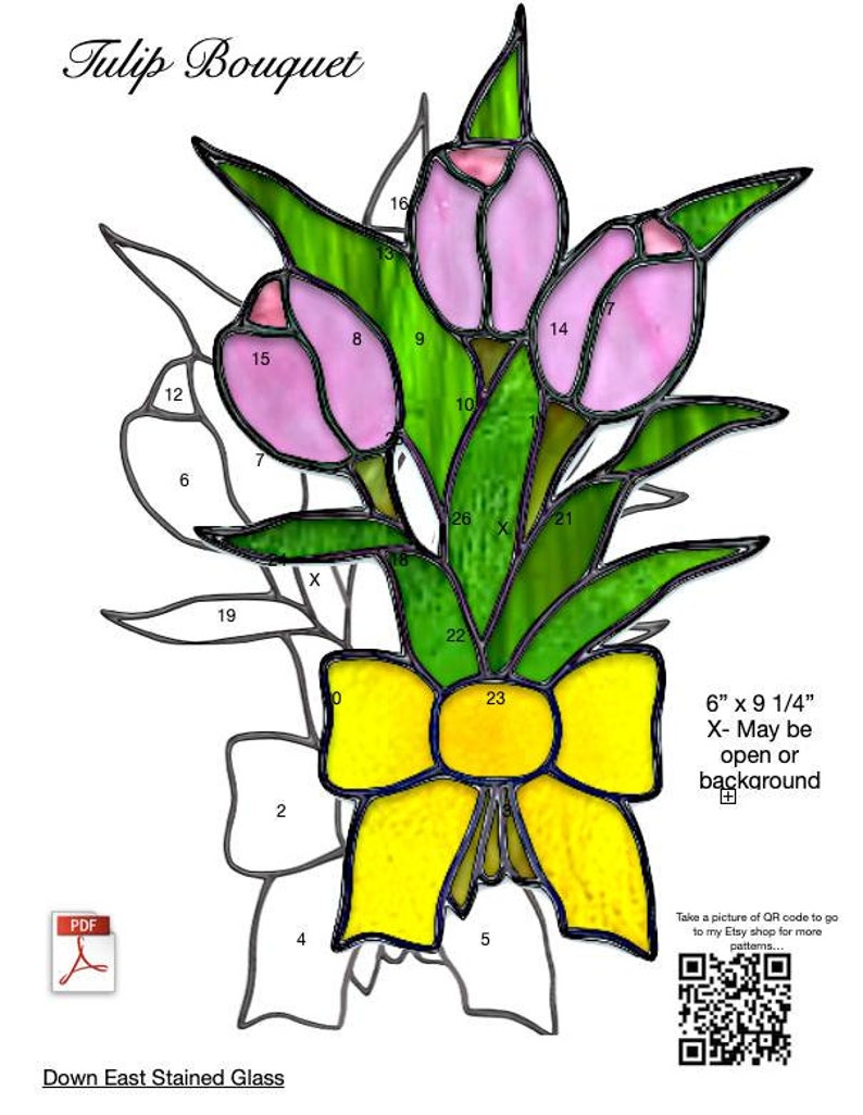 Tulip Bouquet Stained Glass pattern