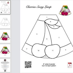 Patrón de vitral para lámpara de guirnalda de cerezas