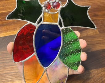Modèle de vitrail de bouquet de bulbes de Noël PDF